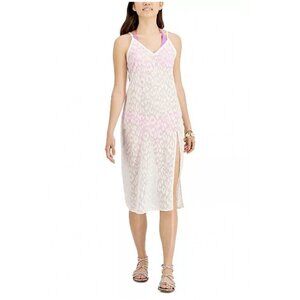 Miken Juniors Lurex Animal Print Midi Cover-Up Dress Size S White